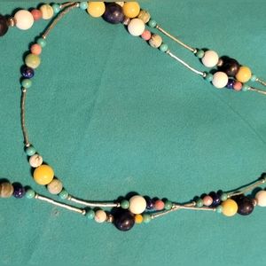 American West liquid sterling silver and semi precious stones 35" necklace